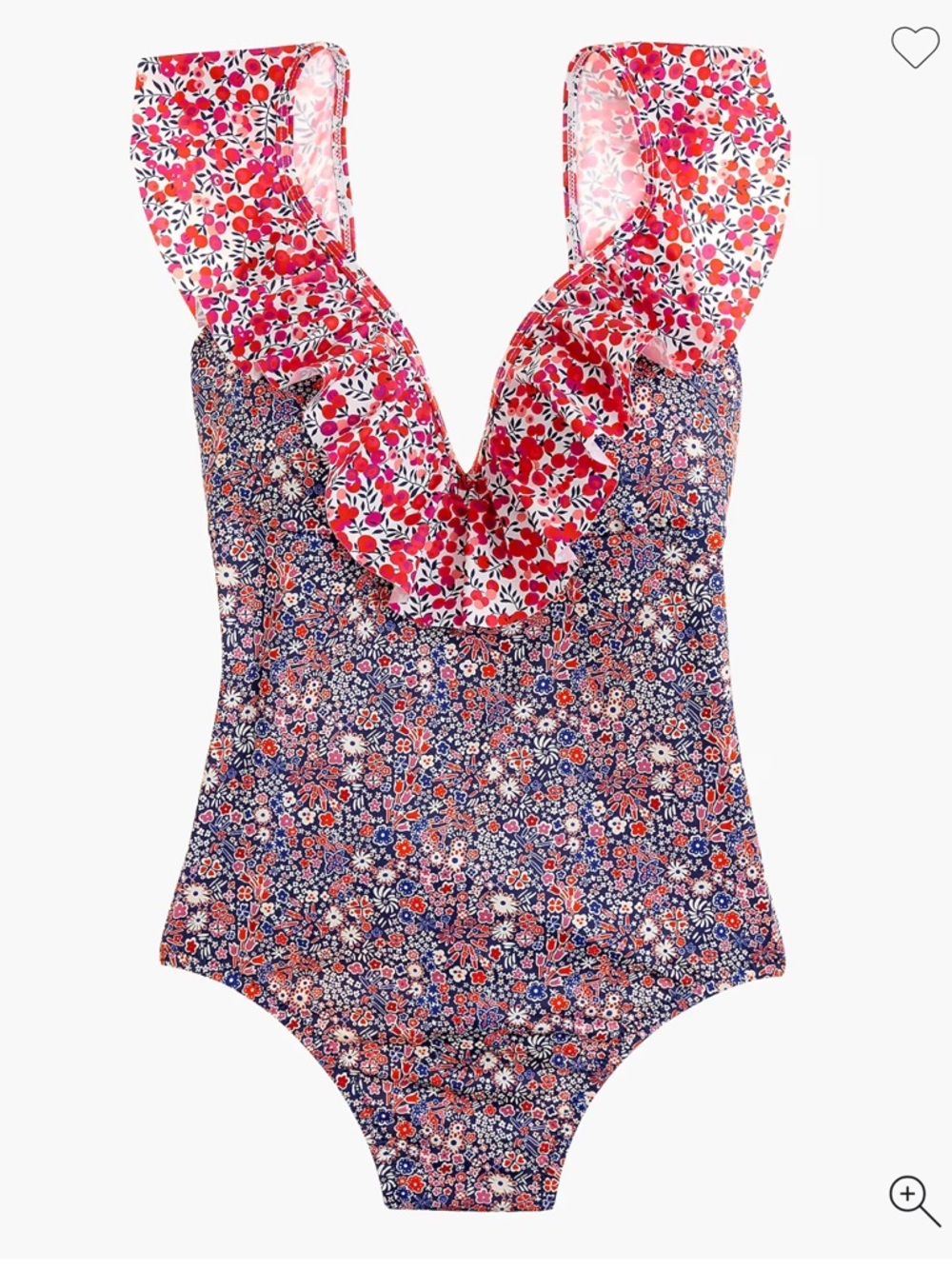 J. Crew Ruffle Deep V One-Piece Swimsuit Bathing Suit - Liberty Multi floral - Picture 13 of 14